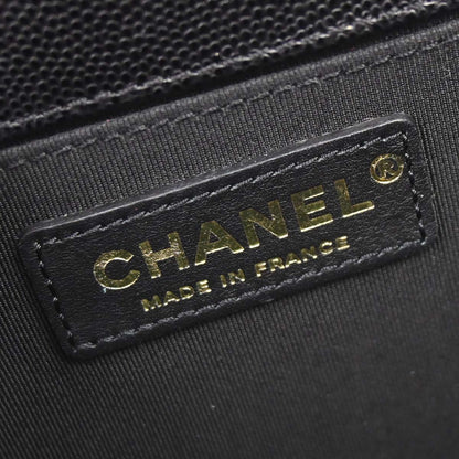 Boy Chanel 2019 Black Caviar Skin Medium Chain Shoulder Bag