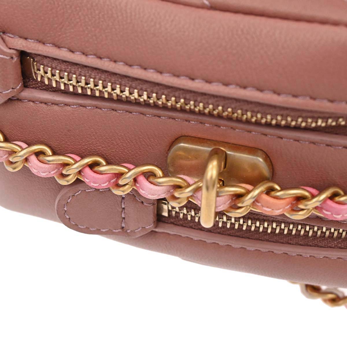 Chanel 2018 Pink Lambskin Chevron Camera Bag Mini
