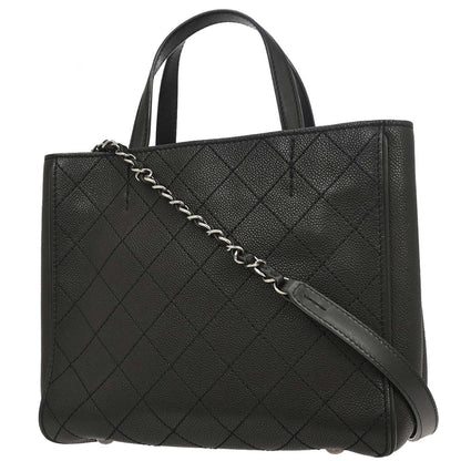 Chanel 2013-2014 Black Caviar Skin Hamptons Tote 2way Shoulder Handbag