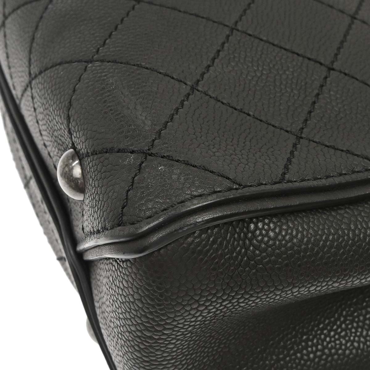 Chanel 2013-2014 Black Caviar Skin Hamptons Tote 2way Shoulder Handbag