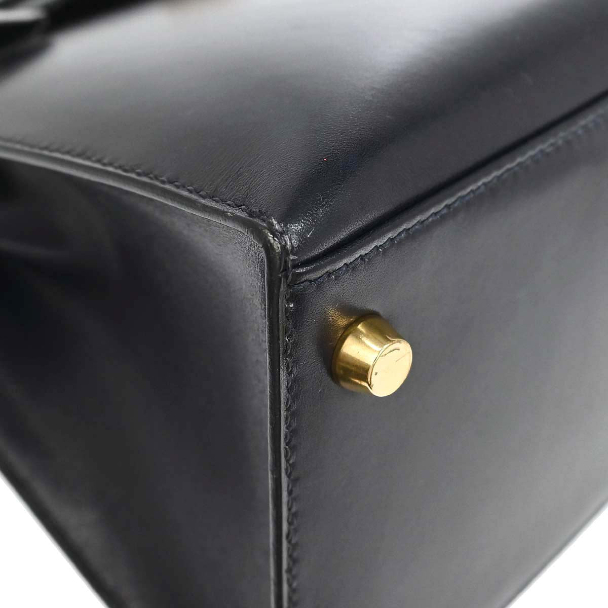 Hermes 1997 Blue Indigo Box Calf Kelly 28 Sellier 2way Shoulder Handbag