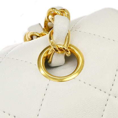 Chanel 1991-1994 White Lambskin Medium Classic Double Flap Shoulder Bag