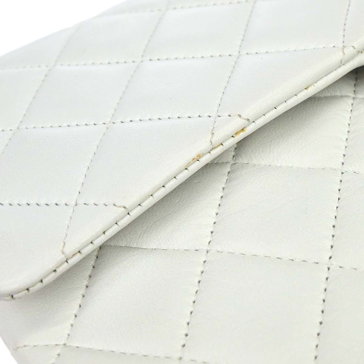 Chanel 1991-1994 White Lambskin Medium Classic Double Flap Shoulder Bag