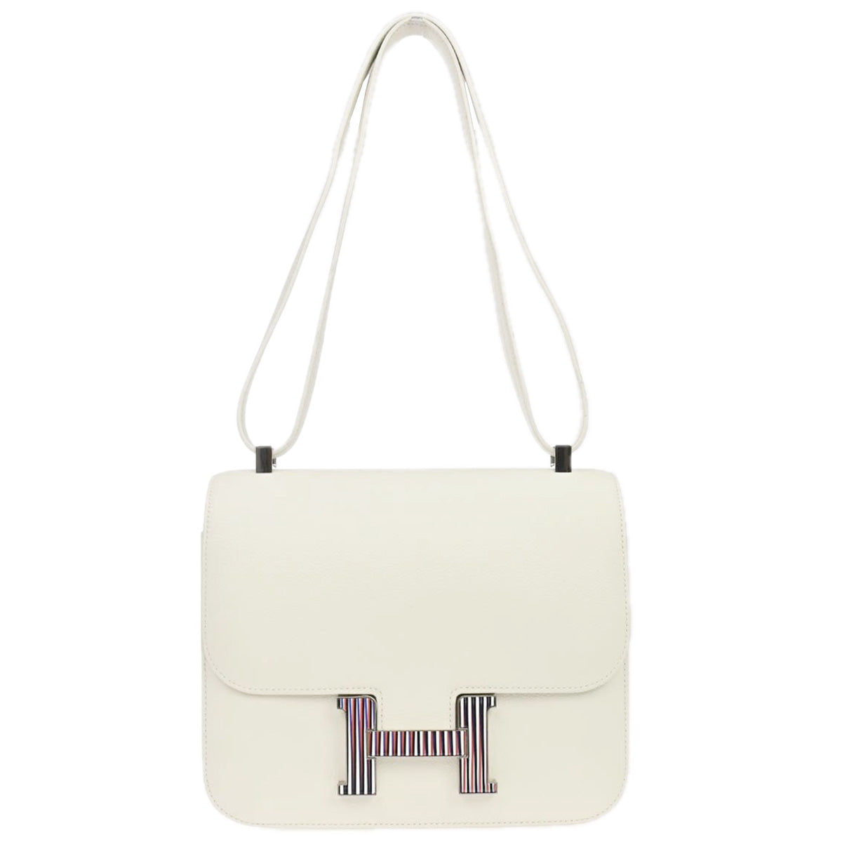 Hermes White Evercolor Constance 24 Shoulder Bag