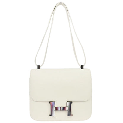 Hermes White Evercolor Constance 24 Shoulder Bag
