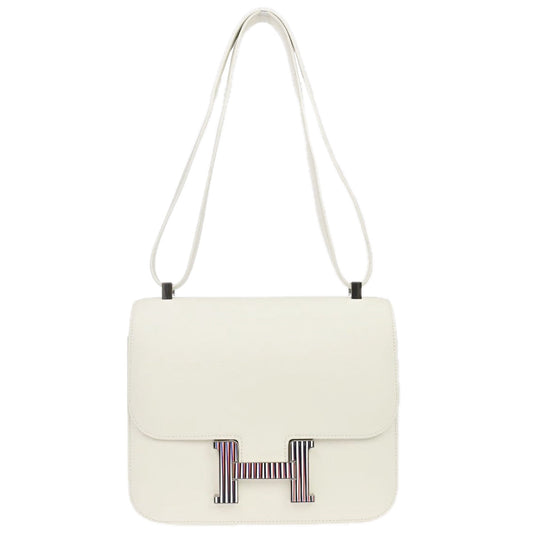 Hermes White Evercolor Constance 24 Shoulder Bag