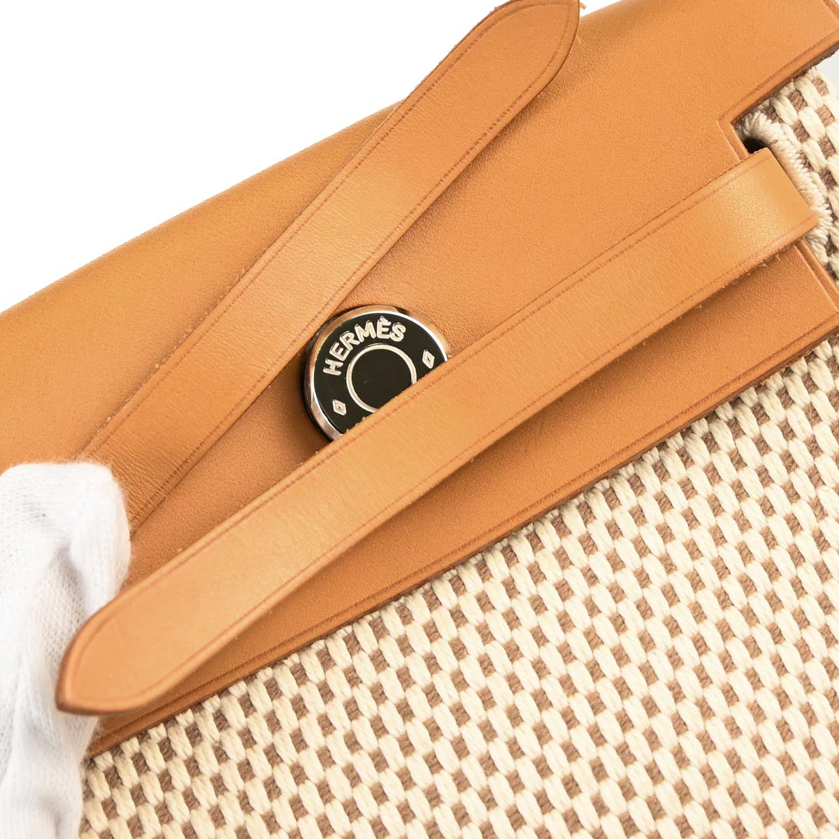 Hermes 2004 Black Natural Toile Officier GM Herbag TPM 2 in 1 Shoulder Bag