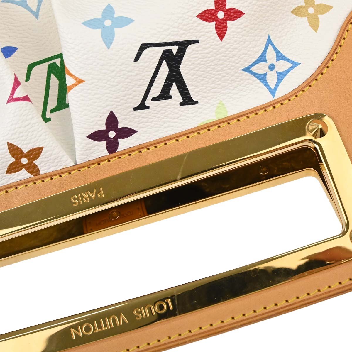 Louis Vuitton White Multicolor Judy GM 2way Shoulder Handbag M40253