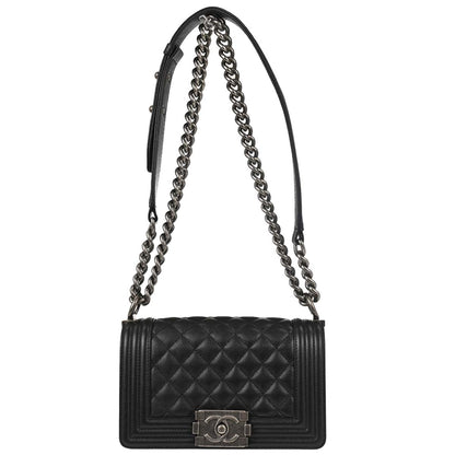 Boy Chanel 2019 Black Caviar Skin Small Chain Shoulder Bag