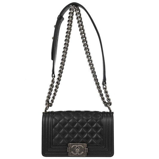 Boy Chanel 2019 Black Caviar Skin Small Chain Shoulder Bag