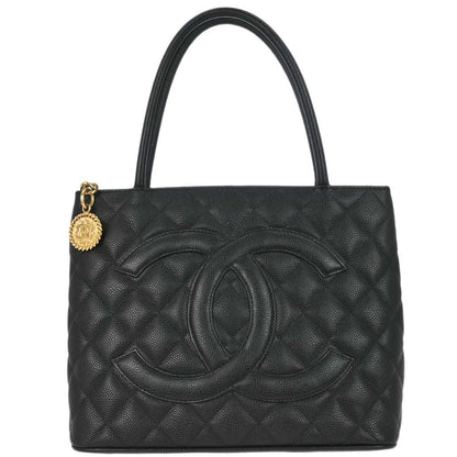 Chanel 2005-2006 Black Caviar Skin Medallion Tote Handbag