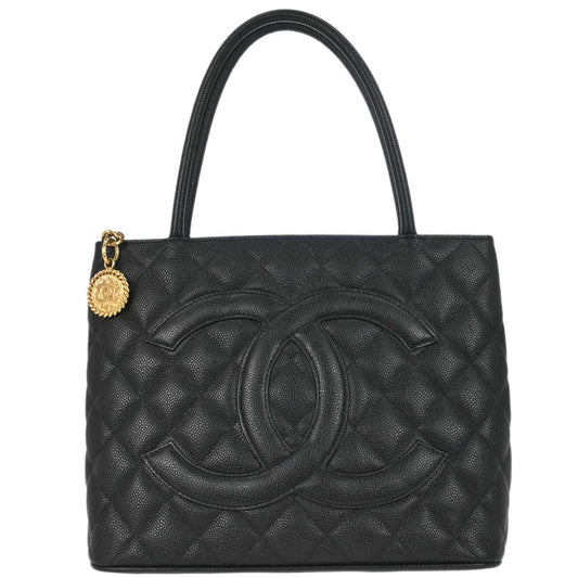 Chanel 2005-2006 Black Caviar Skin Medallion Tote Handbag