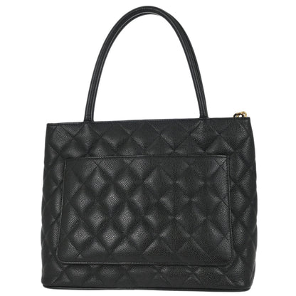 Chanel 2005-2006 Black Caviar Skin Medallion Tote Handbag