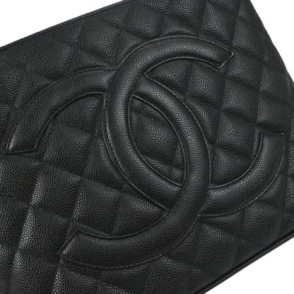 Chanel 2005-2006 Black Caviar Skin Medallion Tote Handbag