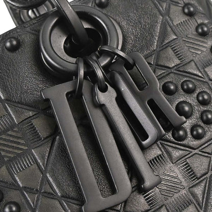 Christian Dior 2018 Black Calfskin Medium Lady Dior Cannage 2way Shoulder Handbag