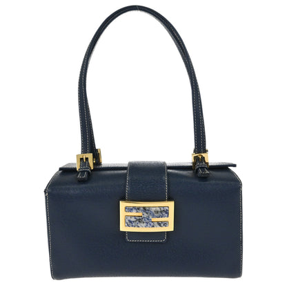 Fendi Blue Leather Baguette Box Handbag