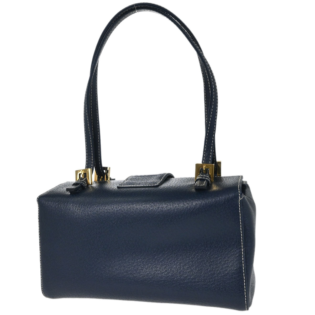 Fendi Blue Leather Baguette Box Handbag