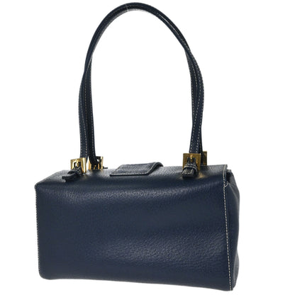 Fendi Blue Leather Baguette Box Handbag
