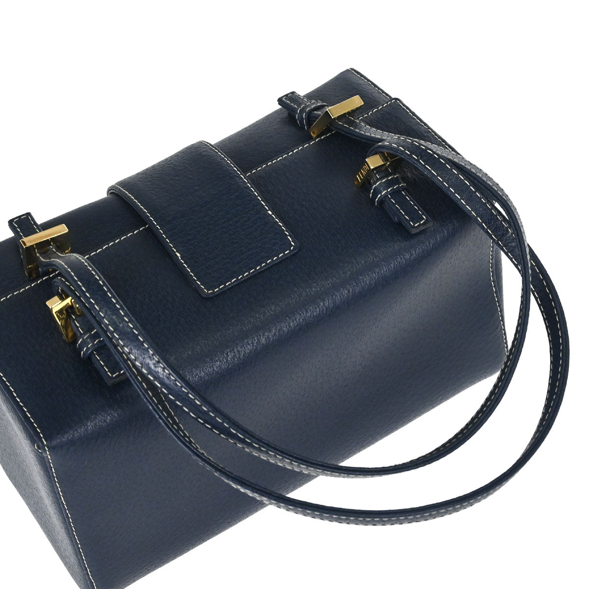 Fendi Blue Leather Baguette Box Handbag