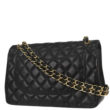 Chanel 2012-2013 Black Lambskin Jumbo Classic Double Flap Shoulder Bag