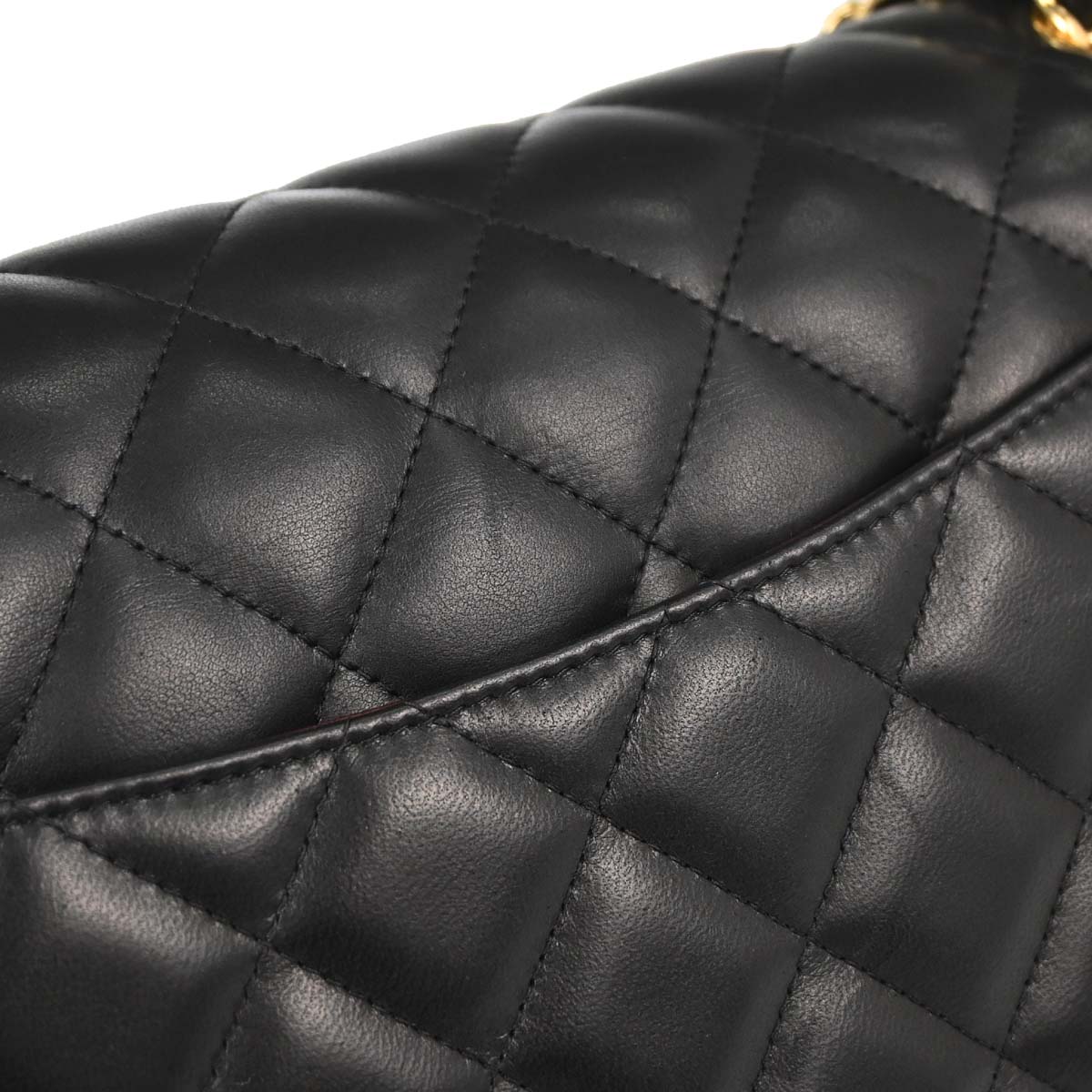 Chanel 2012-2013 Black Lambskin Jumbo Classic Double Flap Shoulder Bag