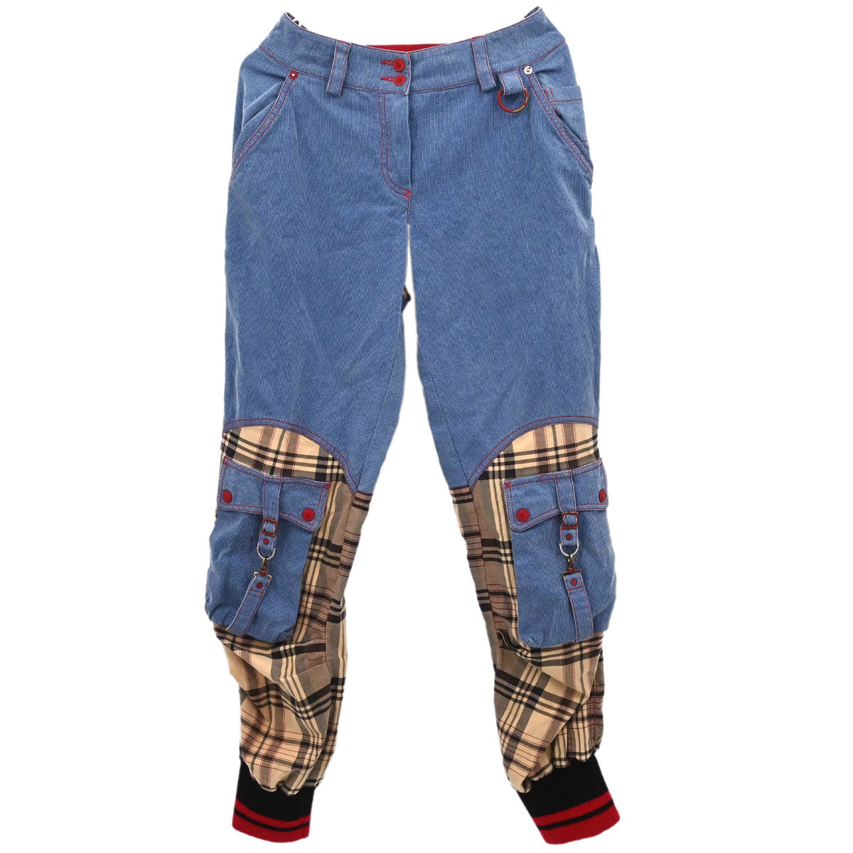 Christian Dior 2004AW Check Denim Pants Beige Blue #38