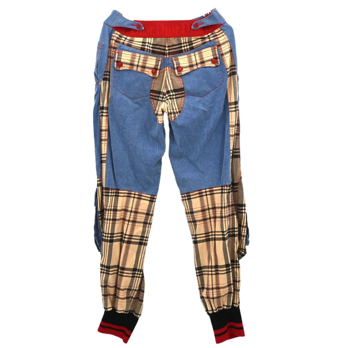 Christian Dior 2004AW Check Denim Pants Beige Blue #38