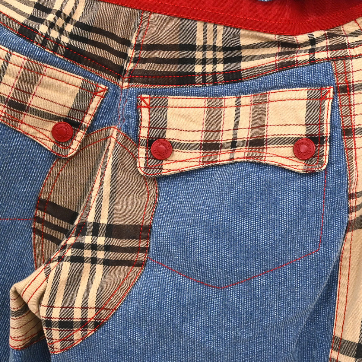 Christian Dior 2004AW Check Denim Pants Beige Blue #38