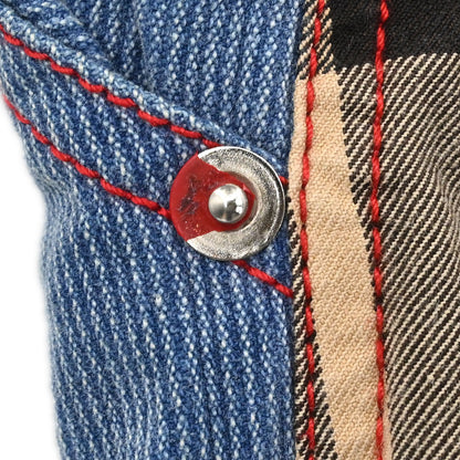 Christian Dior 2004AW Check Denim Pants Beige Blue #38