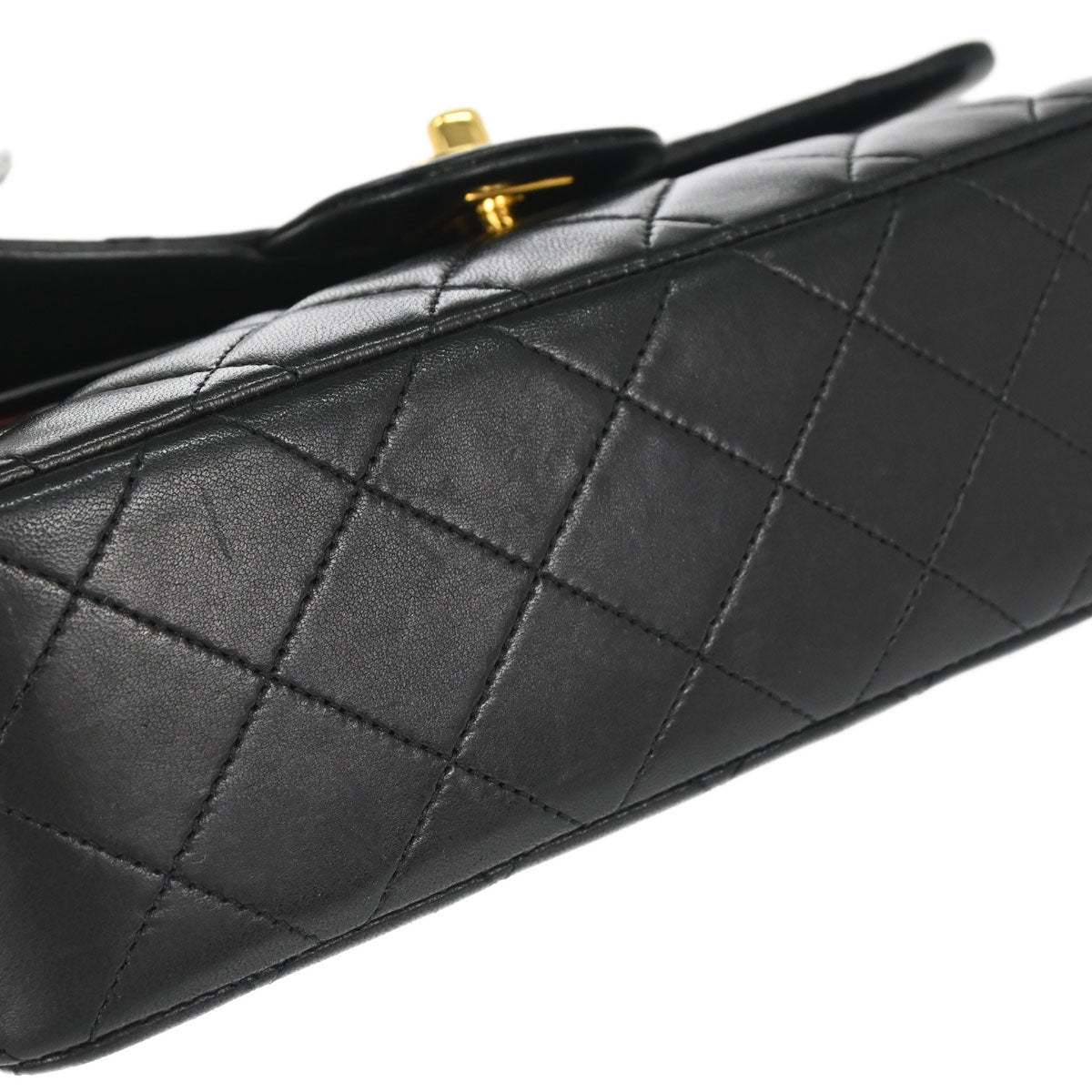 Chanel 1989-1991 Black Lambskin Small Classic Double Flap Shoulder Bag