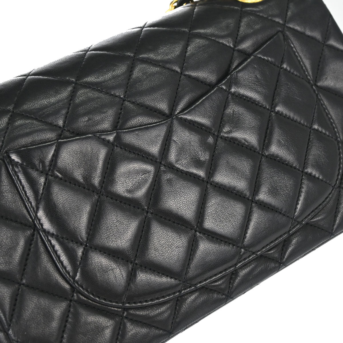 Chanel 1989-1991 Black Lambskin Small Classic Double Flap Shoulder Bag