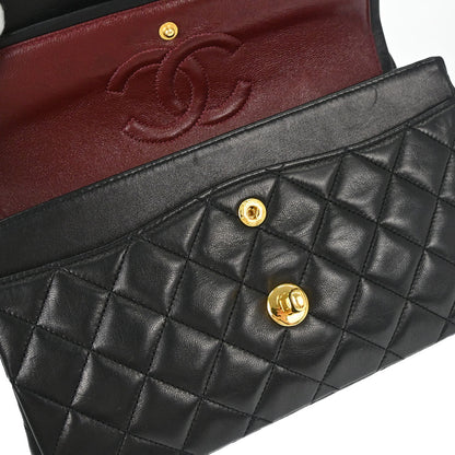 Chanel 1989-1991 Black Lambskin Small Classic Double Flap Shoulder Bag