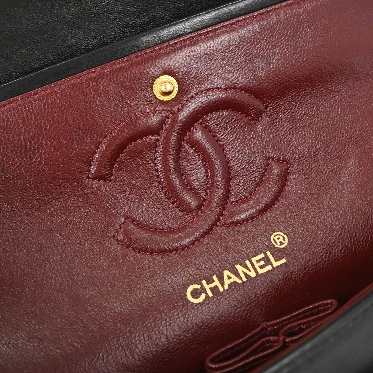 Chanel 1989-1991 Black Lambskin Small Classic Double Flap Shoulder Bag