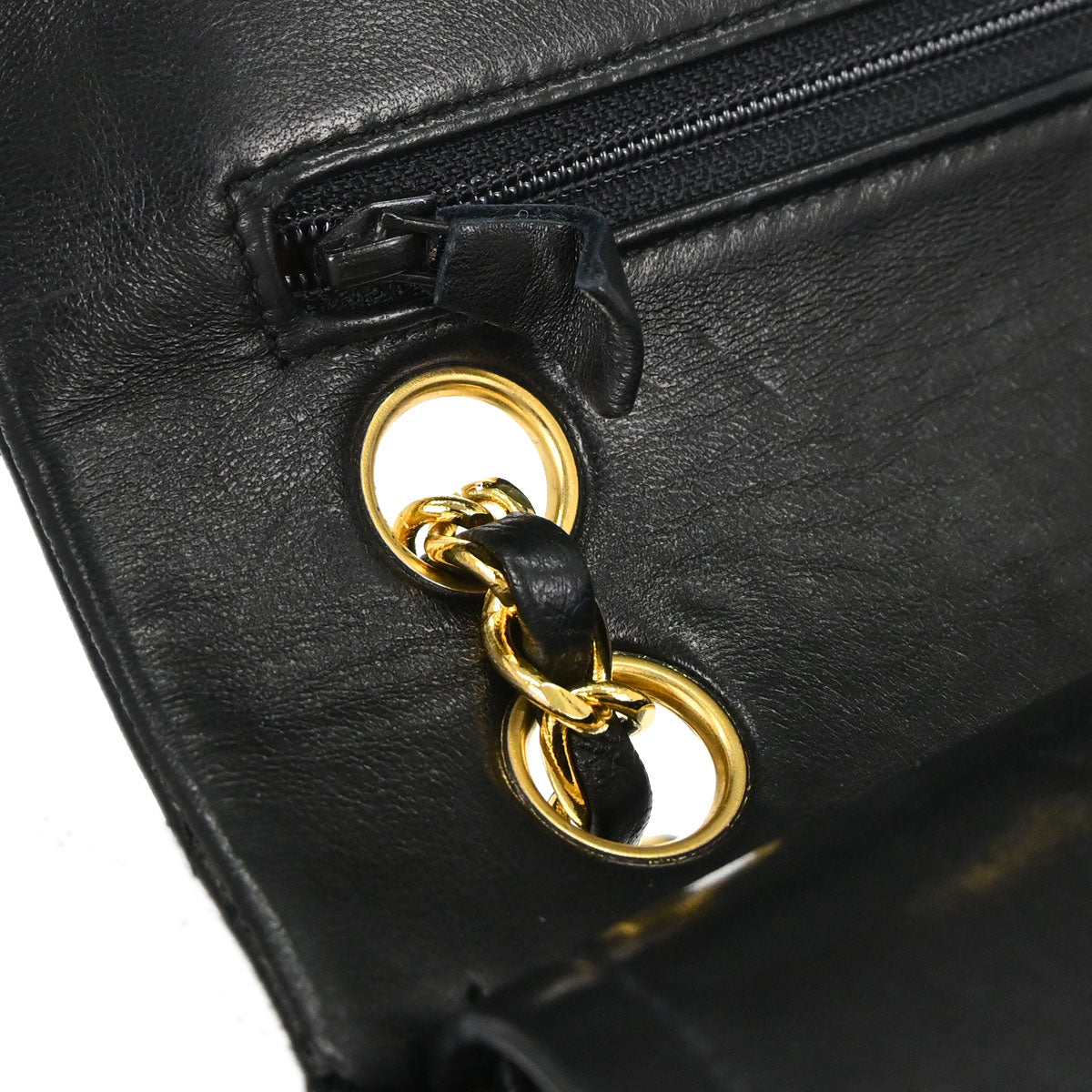 Chanel 1989-1991 Black Lambskin Small Classic Double Flap Shoulder Bag