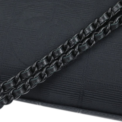 Chanel 2002-2003 Black Jacquard Nylon Travel Line Choco Bar Shoulder Bag