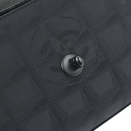 Chanel 2002-2003 Black Jacquard Nylon Travel Line Choco Bar Shoulder Bag