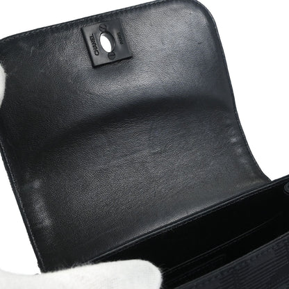 Chanel 2002-2003 Black Jacquard Nylon Travel Line Choco Bar Shoulder Bag
