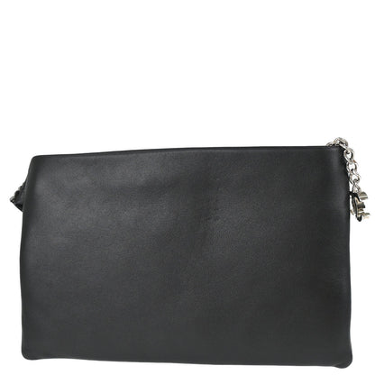 Chanel 2005-2006 Black Lambskin Woven Stass Clutch Bag