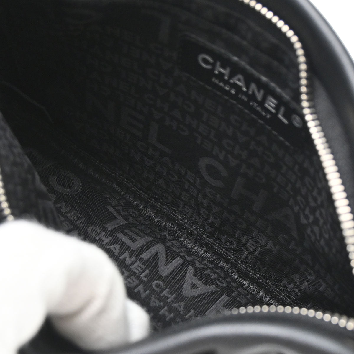 Chanel 2005-2006 Black Lambskin Woven Stass Clutch Bag
