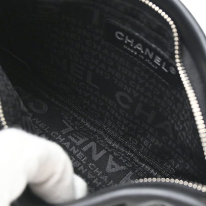 Chanel 2005-2006 Black Lambskin Woven Stass Clutch Bag