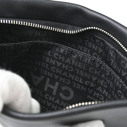 Chanel 2005-2006 Black Lambskin Woven Stass Clutch Bag
