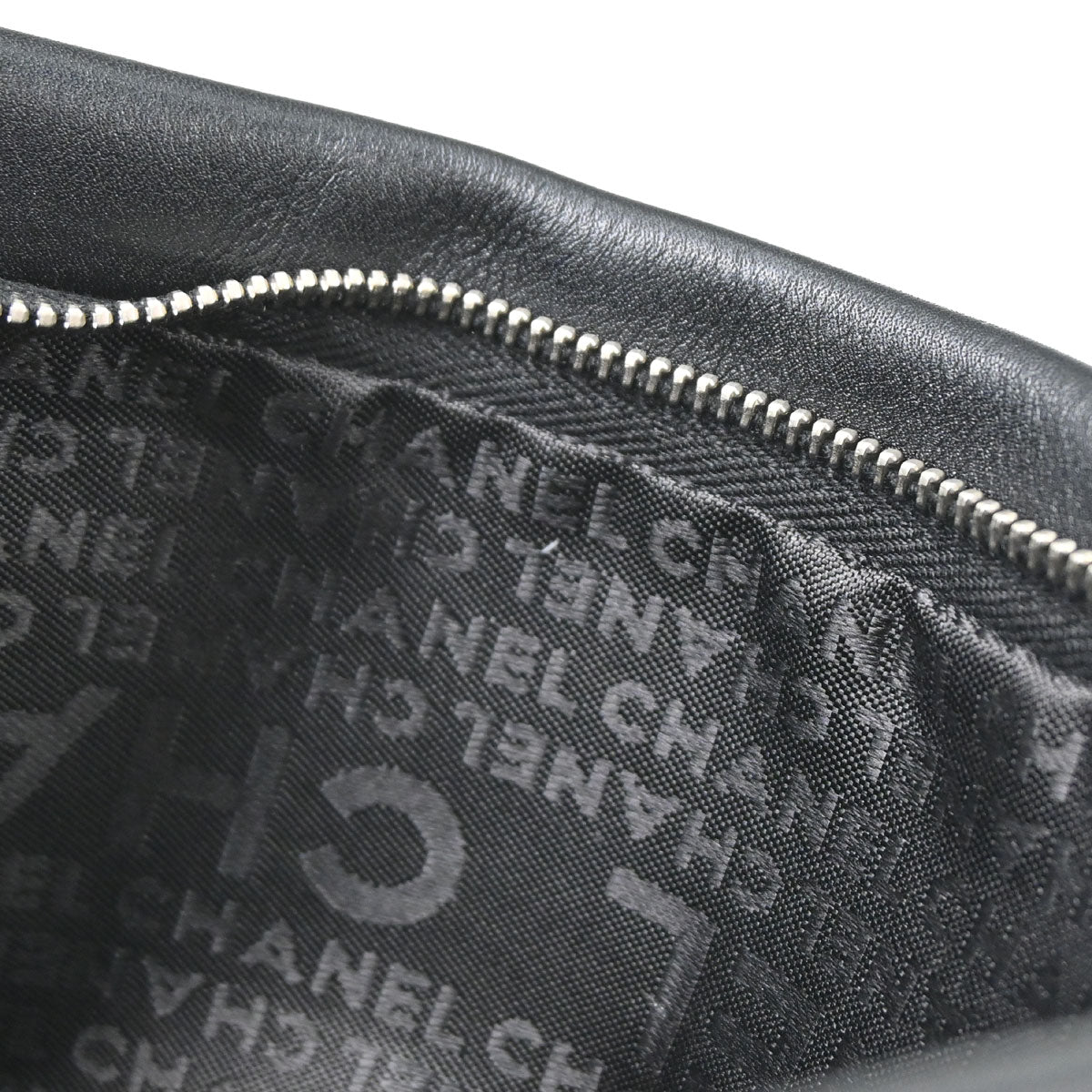Chanel 2005-2006 Black Lambskin Woven Stass Clutch Bag