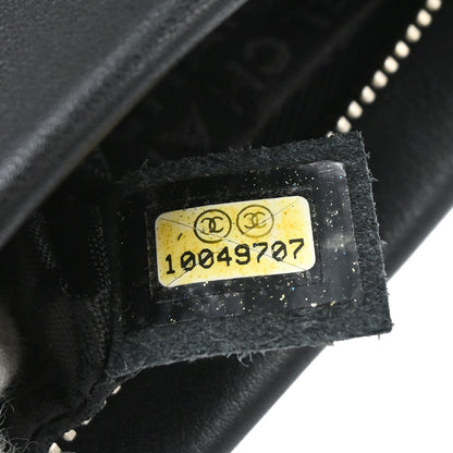 Chanel 2005-2006 Black Lambskin Woven Stass Clutch Bag