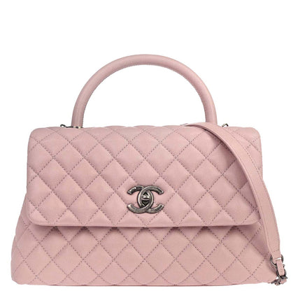Chanel Light Pink Caviar Skin Coco Handle 2way Shoulder Handbag