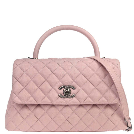 Chanel Light Pink Caviar Skin Coco Handle 2way Shoulder Handbag