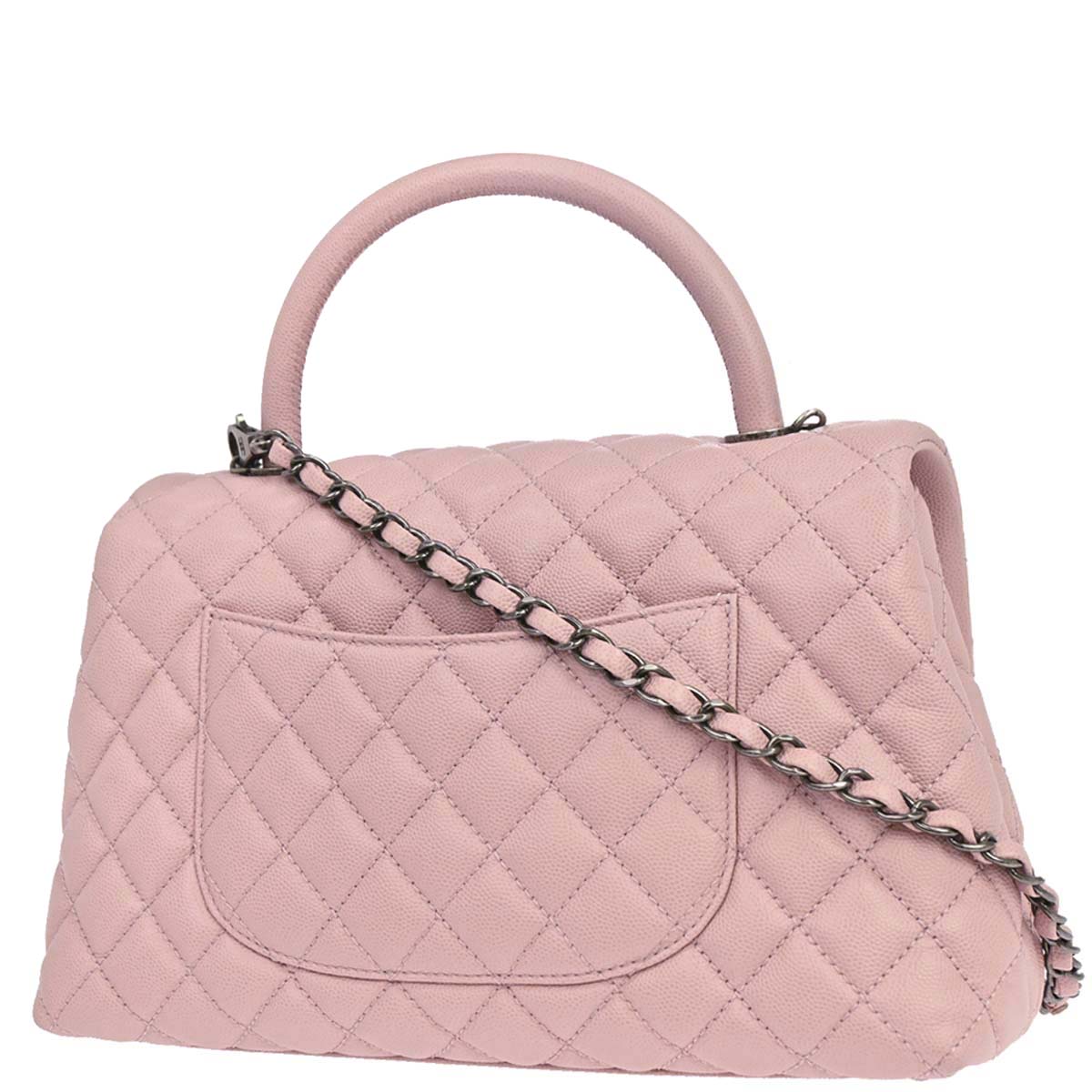 Chanel Light Pink Caviar Skin Coco Handle 2way Shoulder Handbag