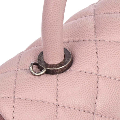 Chanel Light Pink Caviar Skin Coco Handle 2way Shoulder Handbag