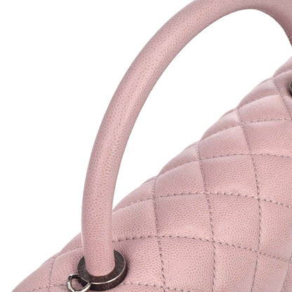 Chanel Light Pink Caviar Skin Coco Handle 2way Shoulder Handbag