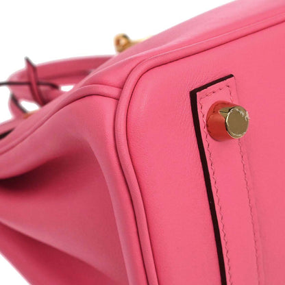 Hermes Rose Azalee Swift Birkin 25 Handbag