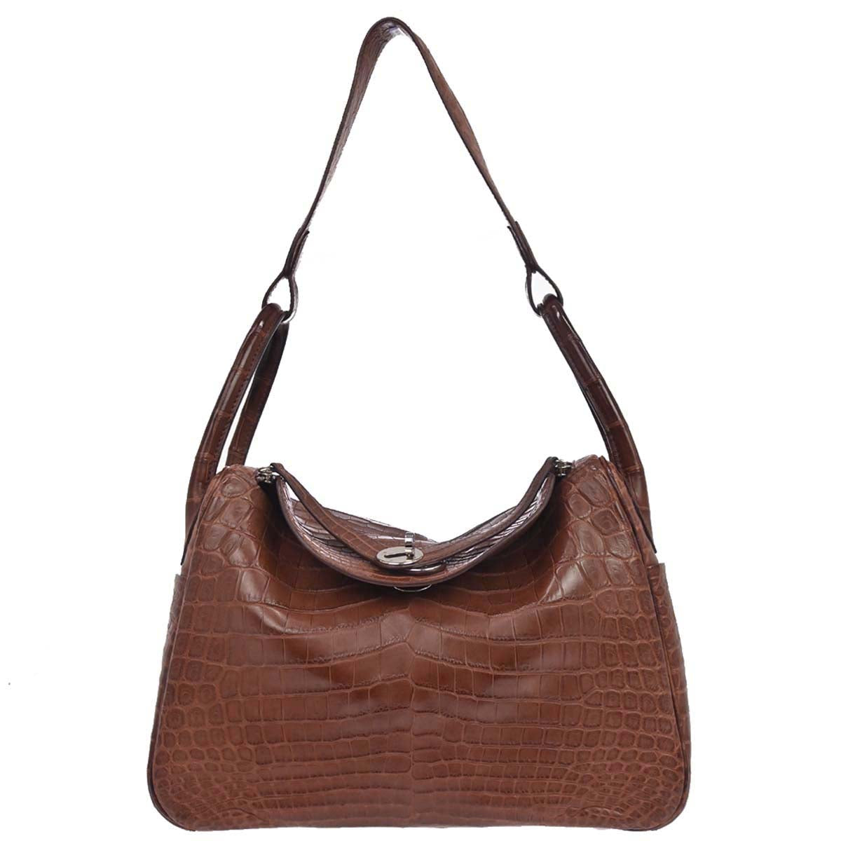 Hermes * Terre Matt Niloticus Crocodile Lindy 30 Shoulder Bag